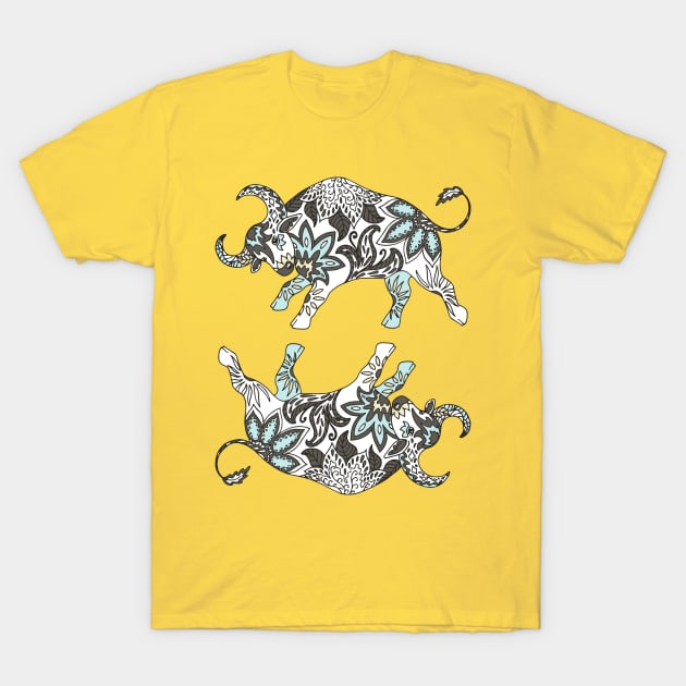 Paisley Oxen (Yellow Palette) T-Shirt by illucalliart